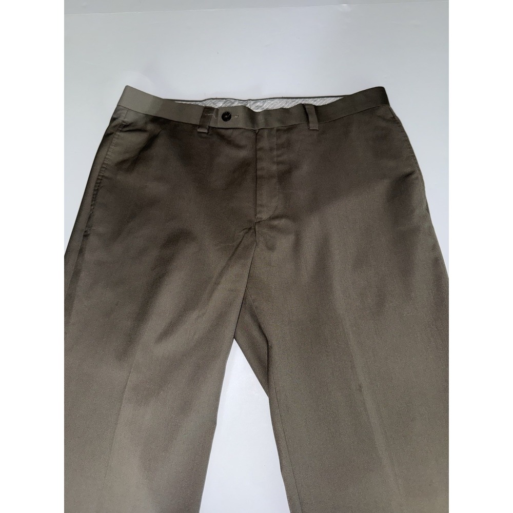 Calvin Klein Men Dress Pants 34x30 Brown Flat Front Formal Office Straight Leg